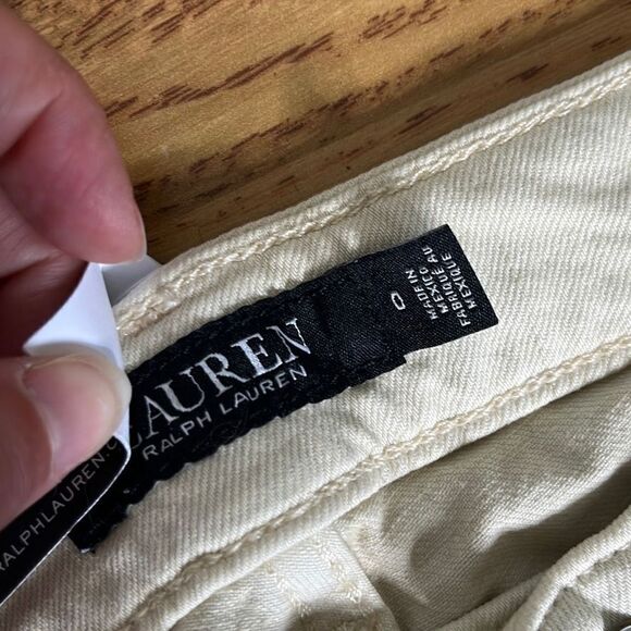 Ralph Lauren Womens Denim Jeans Skinny Curvy Mid Rise Super Stretch Cream Size 0 - Picture 6 of 15